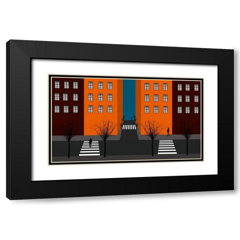 City In My World Black Modern Wood Framed Art Print with Double Matting by Schuster, Inge