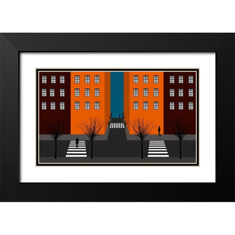 City In My World Black Modern Wood Framed Art Print with Double Matting by Schuster, Inge