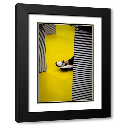 Activities On The Yellow Floor Black Modern Wood Framed Art Print with Double Matting by Lin, Fengshou