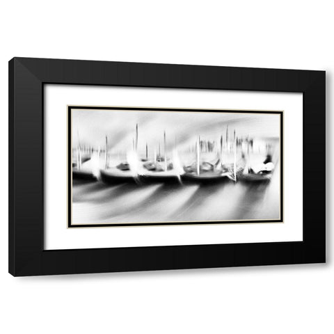 Dancing Gondolas Black Modern Wood Framed Art Print with Double Matting by aRRO