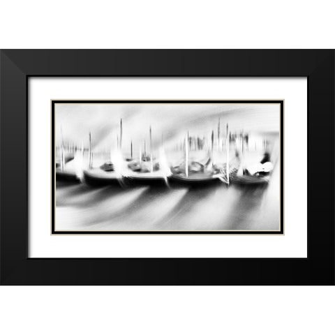 Dancing Gondolas Black Modern Wood Framed Art Print with Double Matting by aRRO