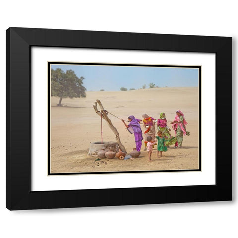 Water Pullers Black Modern Wood Framed Art Print with Double Matting by Nayyer Reza, Sayyed