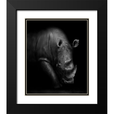 Rhino Black Modern Wood Framed Art Print with Double Matting by Wildphotoart