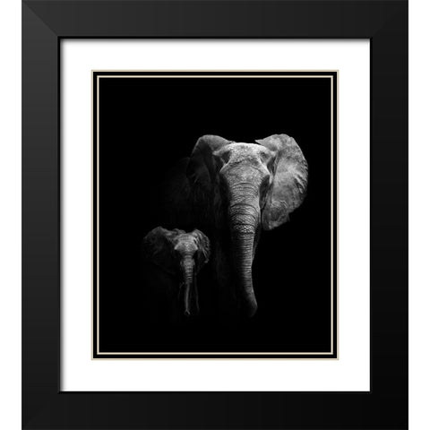 Mother And Child Black Modern Wood Framed Art Print with Double Matting by Wildphotoart
