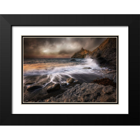 Storm At Kapchik Cape Black Modern Wood Framed Art Print with Double Matting by Volkov, Kirill