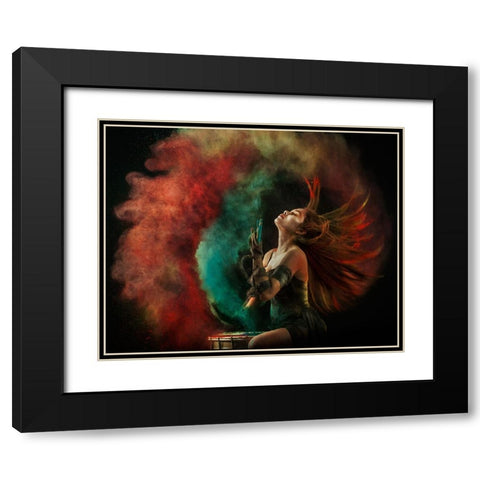 Fire Dance Black Modern Wood Framed Art Print with Double Matting by Kisworo, Sebastian