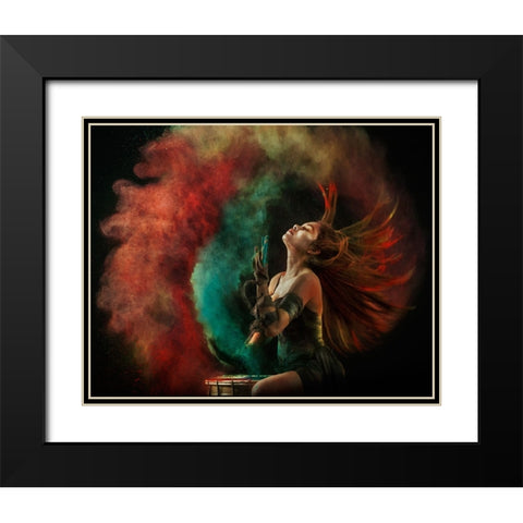 Fire Dance Black Modern Wood Framed Art Print with Double Matting by Kisworo, Sebastian
