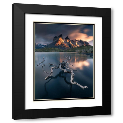 Torres Del Paine Black Modern Wood Framed Art Print with Double Matting by Nienartowicz, Karol
