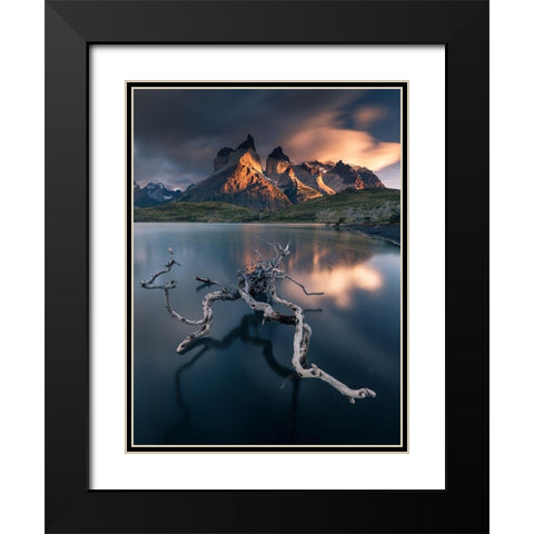 Torres Del Paine Black Modern Wood Framed Art Print with Double Matting by Nienartowicz, Karol
