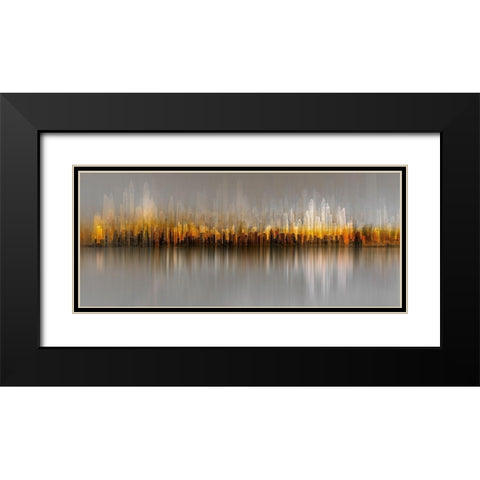 Dubai Skyline Black Modern Wood Framed Art Print with Double Matting by Chiriaco, Carmine