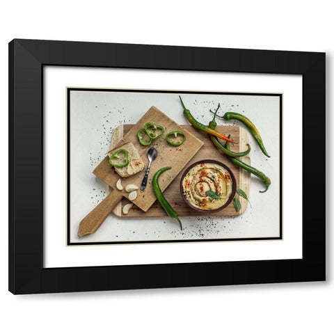 Hummus Black Modern Wood Framed Art Print with Double Matting by Lazarov, Dimitar