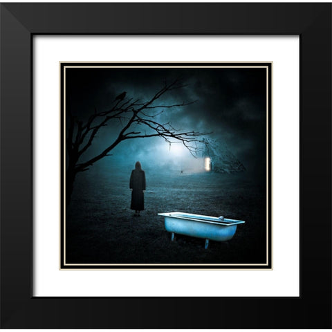 Horror Story Black Modern Wood Framed Art Print with Double Matting by Smajic, Nermin