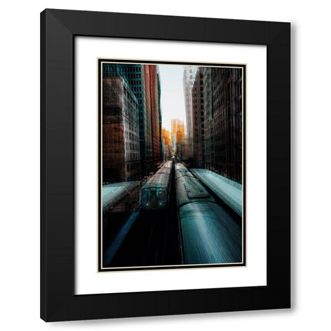 Chicagos Station Black Modern Wood Framed Art Print with Double Matting by Chiriaco, Carmine