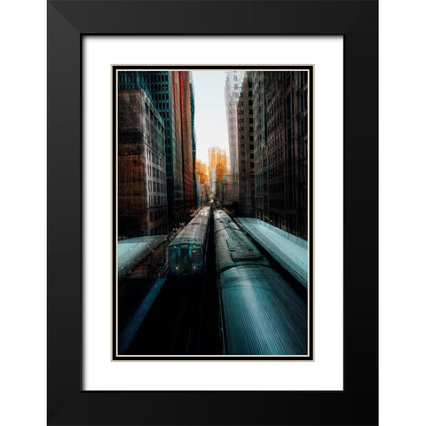 Chicagos Station Black Modern Wood Framed Art Print with Double Matting by Chiriaco, Carmine