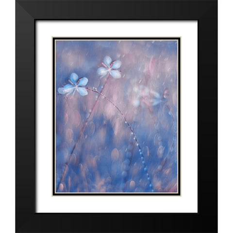 The Flower Duet Black Modern Wood Framed Art Print with Double Matting by Devos, Delphine