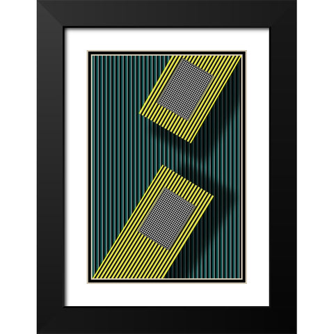 255-255-0 Black Modern Wood Framed Art Print with Double Matting by aRRO
