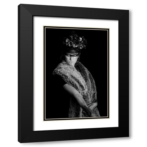 Portrait In Black And White Black Modern Wood Framed Art Print with Double Matting by Khrbawe, Ayman