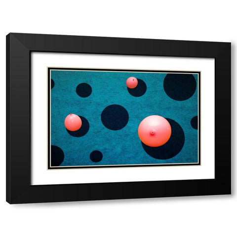 Three Balloons Black Modern Wood Framed Art Print with Double Matting by Schuster, Inge