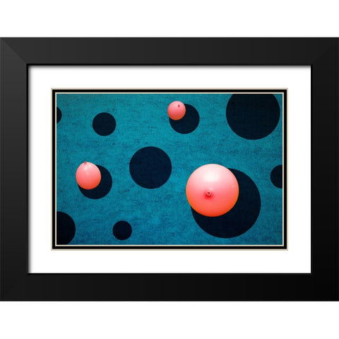 Three Balloons Black Modern Wood Framed Art Print with Double Matting by Schuster, Inge