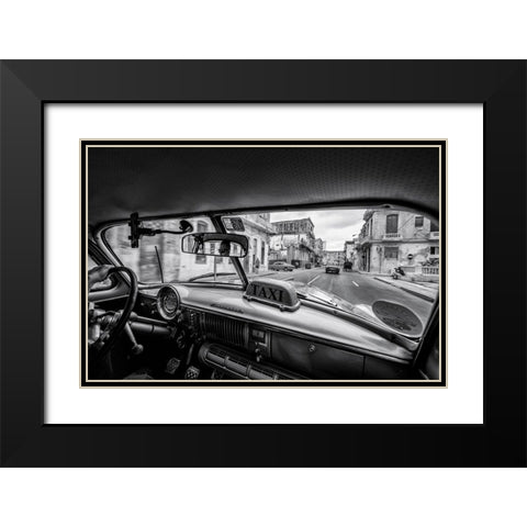 Riding The Cuban Streets Black Modern Wood Framed Art Print with Double Matting by Tagliarino, Marco
