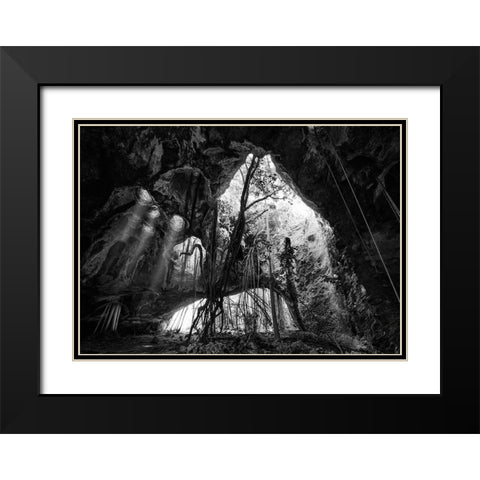 Middle Caicos Cave In Bw Black Modern Wood Framed Art Print with Double Matting by Anderson, Matt
