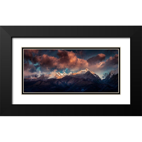 Ge Nie Snow Mountaina??A??Ei?Cnaae??A?? Black Modern Wood Framed Art Print with Double Matting by Qiye
