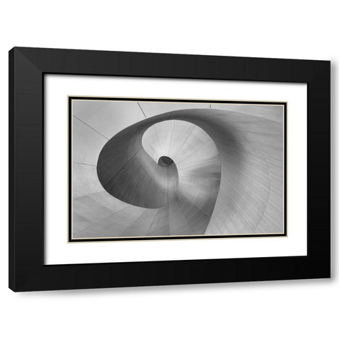 Curves Black Modern Wood Framed Art Print with Double Matting by Chen, Bo