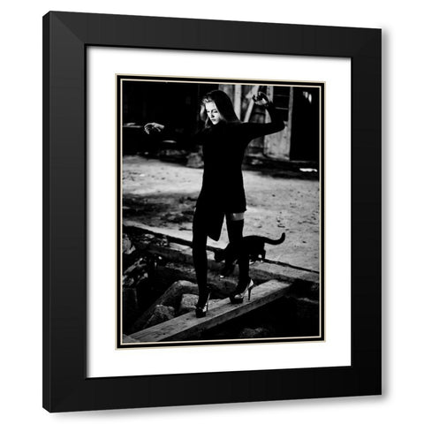 Catwalk Black Modern Wood Framed Art Print with Double Matting by Camlilar, Erkan