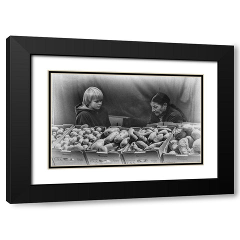 The Art Of Selling Potatos Black Modern Wood Framed Art Print with Double Matting by Henrichs, Dan