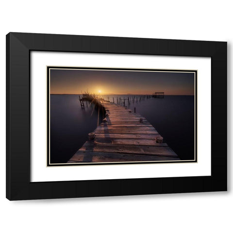 The Dock Black Modern Wood Framed Art Print with Double Matting by Ferrero, Ivan