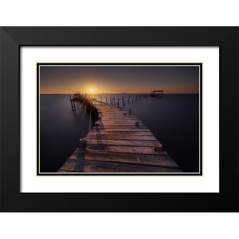 The Dock Black Modern Wood Framed Art Print with Double Matting by Ferrero, Ivan