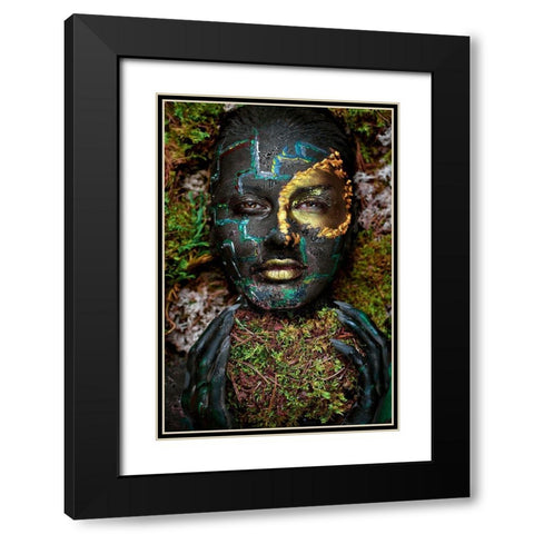 Labyrinth Black Modern Wood Framed Art Print with Double Matting by Kovalev, Ivan