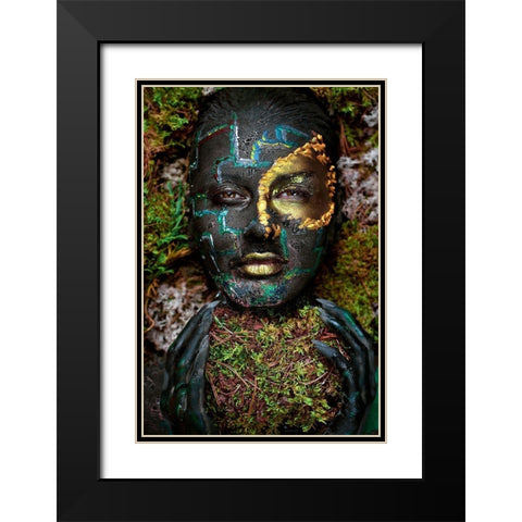 Labyrinth Black Modern Wood Framed Art Print with Double Matting by Kovalev, Ivan