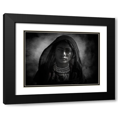 Tribal Girl Black Modern Wood Framed Art Print with Double Matting by Yosifov, Svetlin
