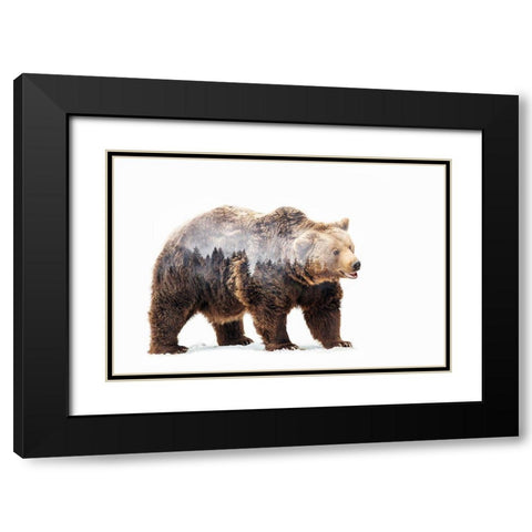 Bear Black Modern Wood Framed Art Print with Double Matting by Beata, Angyalosi