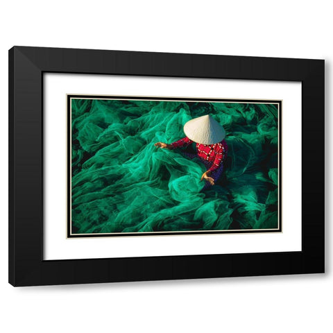 The Fishing Net Black Modern Wood Framed Art Print with Double Matting by Foto, Patrick