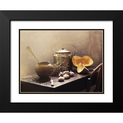 Still Life With Pumpkins#15C Black Modern Wood Framed Art Print with Double Matting by Ustinagreen