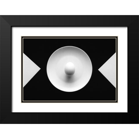 Still Life With Egg 5 Black Modern Wood Framed Art Print with Double Matting by Hrabinsky, Peter