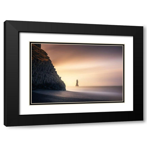 Sunrise In Reynisfjara Black Modern Wood Framed Art Print with Double Matting by Ruiz Dueso, Jorge