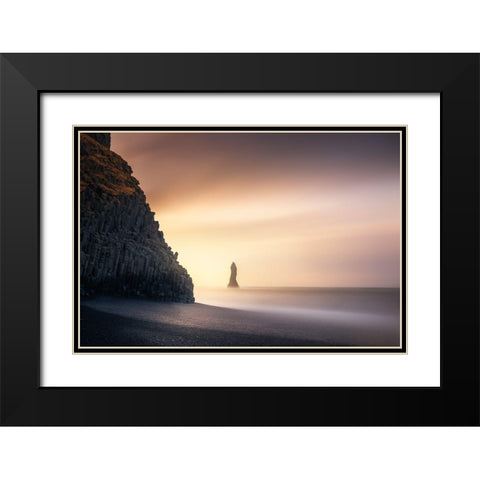 Sunrise In Reynisfjara Black Modern Wood Framed Art Print with Double Matting by Ruiz Dueso, Jorge