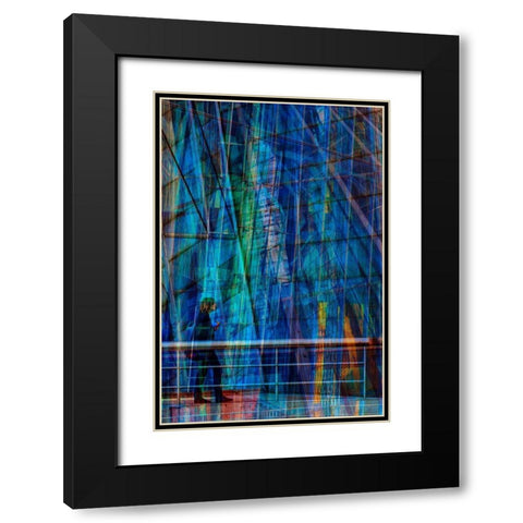 Blu Black Modern Wood Framed Art Print with Double Matting by Della Latta, Massimo