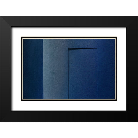 Blue Minimalism Or A Secret Door Black Modern Wood Framed Art Print with Double Matting by Schuster, Inge