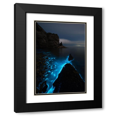 Fluorescent Sea Black Modern Wood Framed Art Print with Double Matting by Shanyewuyu