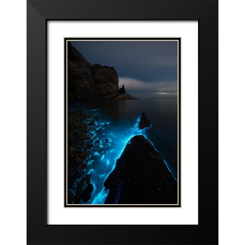 Fluorescent Sea Black Modern Wood Framed Art Print with Double Matting by Shanyewuyu