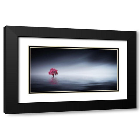 Pink Tree At Lake Black Modern Wood Framed Art Print with Double Matting by Hamiti, Bess