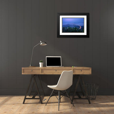 Bridge In Blue Hour Black Modern Wood Framed Art Print with Double Matting by Xu, Mei