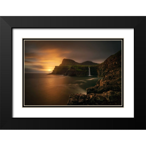 Arnafjall Sunset Black Modern Wood Framed Art Print with Double Matting by Kruczynski, Wojciech