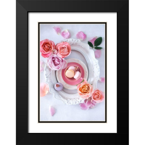 Pink Romance Black Modern Wood Framed Art Print with Double Matting by Karagyozova, Elena