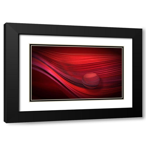 Red Black Modern Wood Framed Art Print with Double Matting by Kerber, Jutta