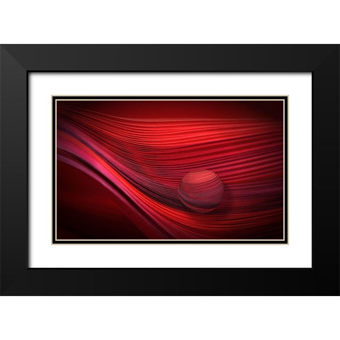 Red Black Modern Wood Framed Art Print with Double Matting by Kerber, Jutta